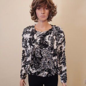 F & C 2 PC BLACK WHITE CARDIGAN SWEATER SET NWT